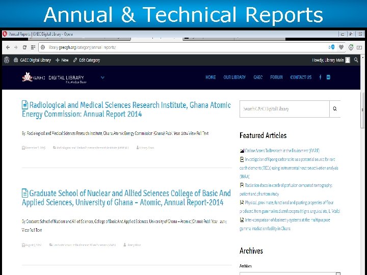 Annual & Technical Reports 24 