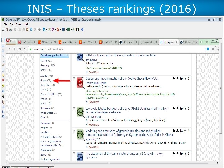 INIS – Theses rankings (2016) 54 