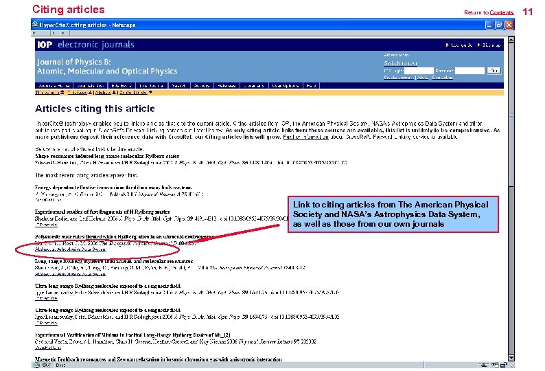 Citing articles Return to Contents Link to citing articles from The American Physical Society