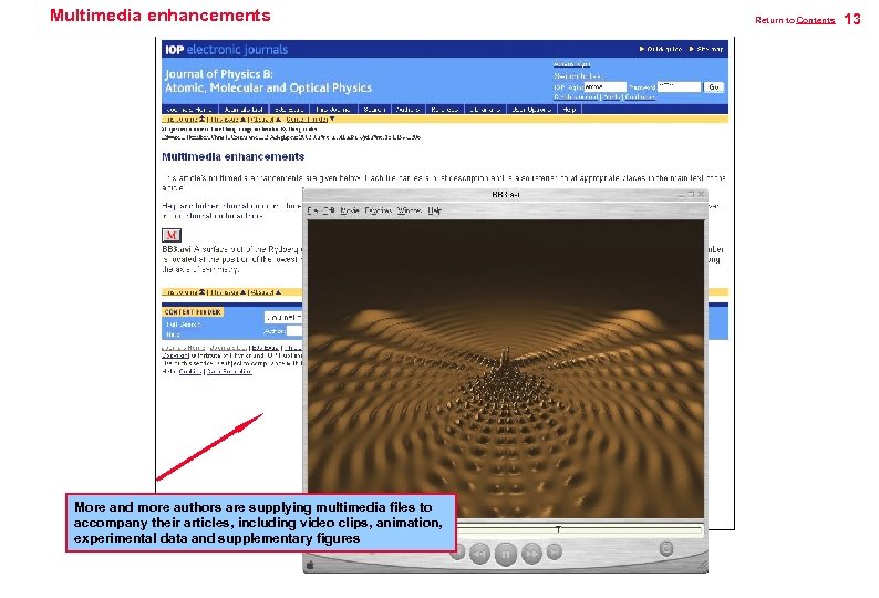 Multimedia enhancements More and more authors are supplying multimedia files to accompany their articles,
