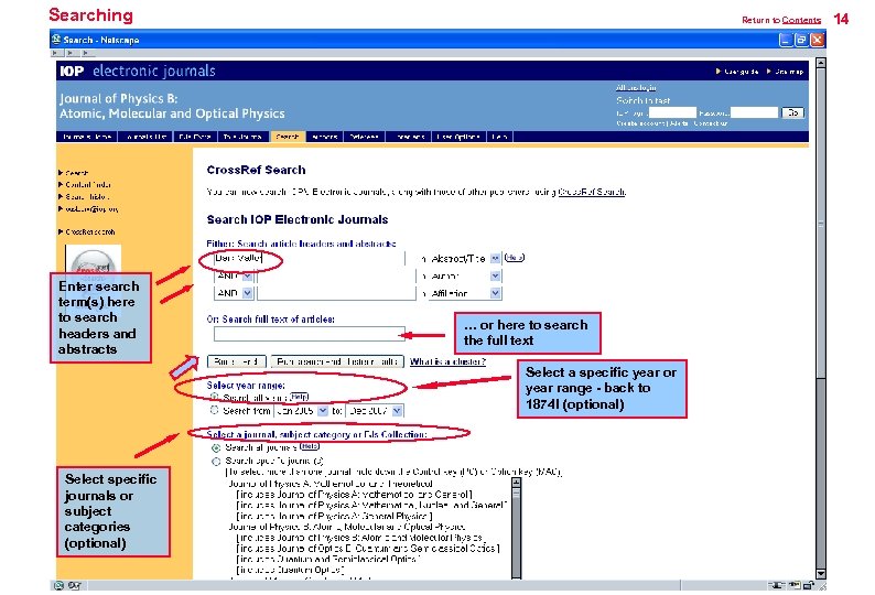 Searching Enter search term(s) here to search headers and abstracts Return to Contents …