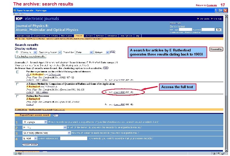 The archive: search results Return to Contents A search for articles by E Rutherford