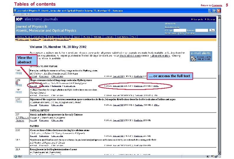 Tables of contents Return to Contents View the abstract … or access the full