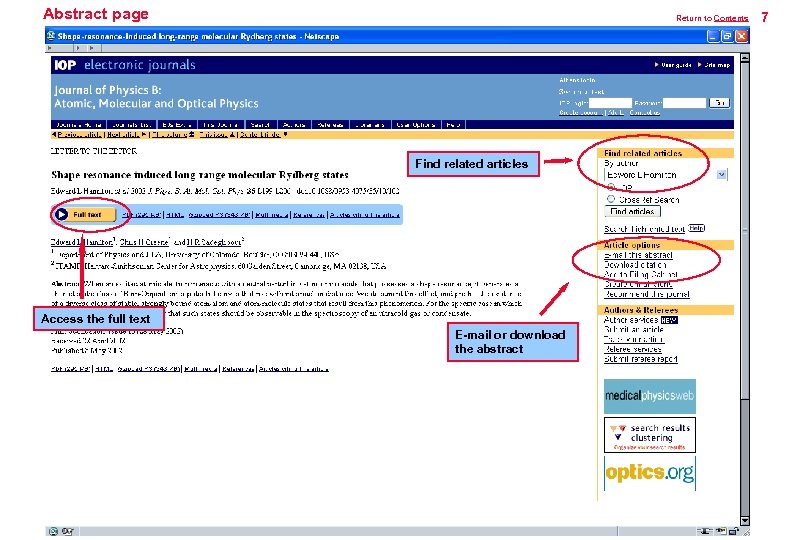 Abstract page Return to Contents Find related articles Access the full text E-mail or