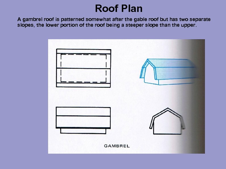 Roof Plan A gambrel roof is patterned somewhat after the gable roof but has