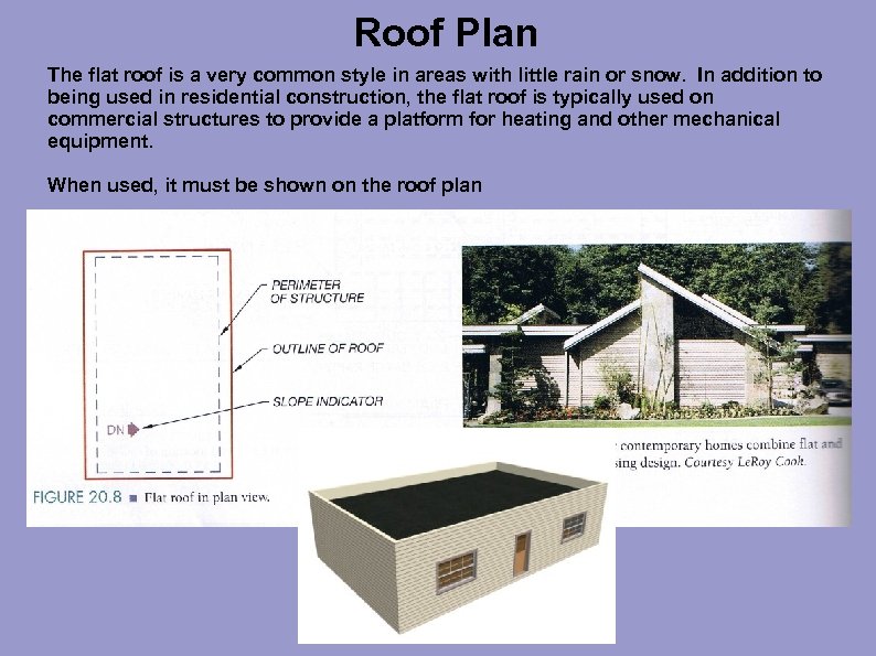 Roof Plan The flat roof is a very common style in areas with little