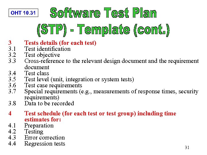 OHT 10. 31 3 3. 1 3. 2 3. 3 3. 4 3. 5