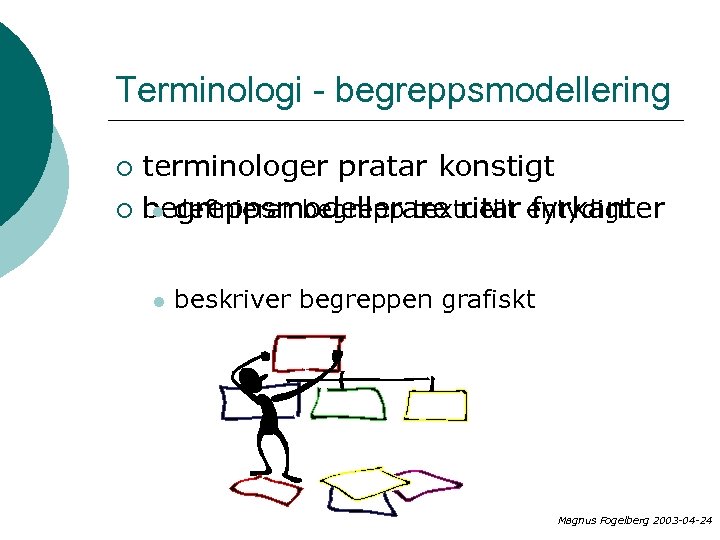 Terminologi - begreppsmodellering terminologer pratar konstigt l definierar begrepp textuellt fyrkanter ¡ begreppsmodellerare ritar