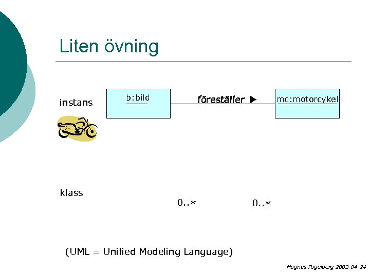 Liten övning instans klass b: bild föreställer u 0. . * motorcykel mc: motorcykel