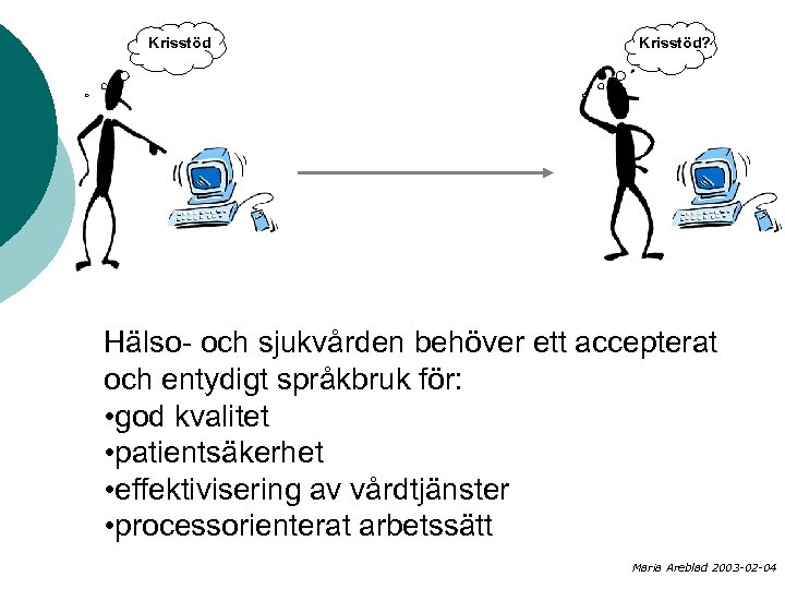 Krisstöd? Hälso- och sjukvården behöver ett accepterat och entydigt språkbruk för: • god kvalitet