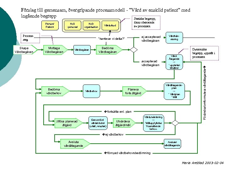 Förslag till gemensam, övergripande processmodell - ”Vård av enskild patient” med ingående begrepp Statiska