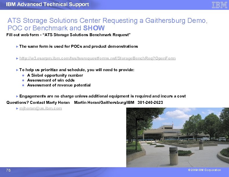 IBM Advanced Technical Support ATS Storage Solutions Center Requesting a Gaithersburg Demo, POC or