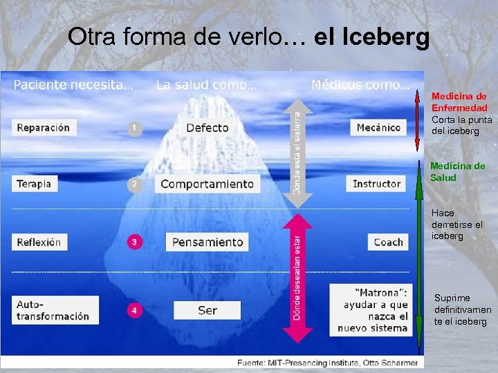 Otra forma de verlo… el Iceberg Medicina de Enfermedad Corta la punta del iceberg