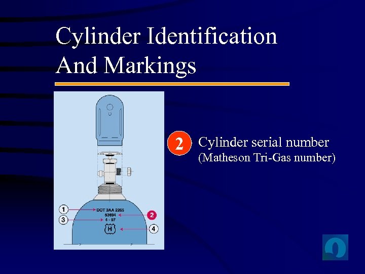 Cylinder Identification And Markings 2 Cylinder serial number (Matheson Tri-Gas number) 