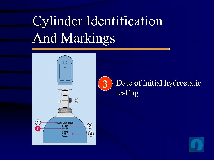 Cylinder Identification And Markings 3 Date of initial hydrostatic testing 