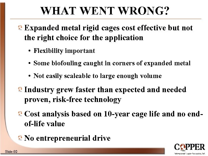 WHAT WENT WRONG? Expanded metal rigid cages cost effective but not the right choice