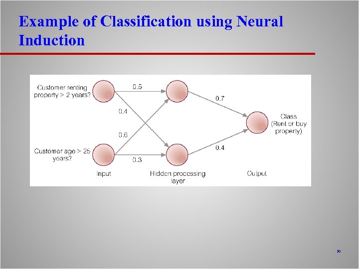 Example of Classification using Neural Induction 20 