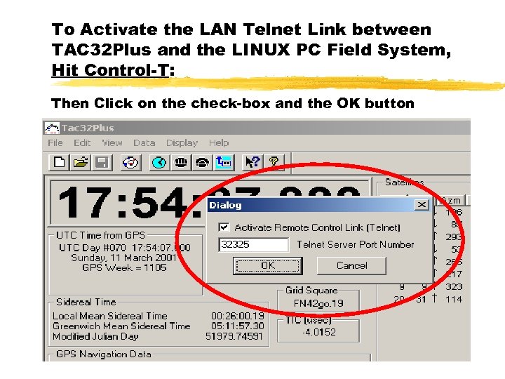 To Activate the LAN Telnet Link between TAC 32 Plus and the LINUX PC