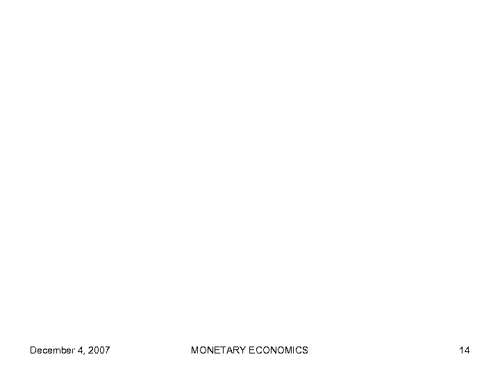 December 4, 2007 MONETARY ECONOMICS 14 