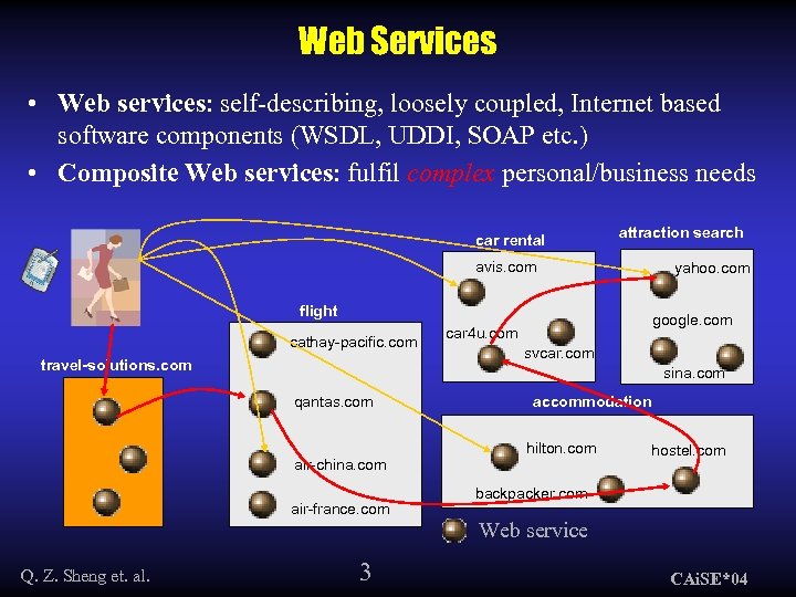 Web Services • Web services: self-describing, loosely coupled, Internet based software components (WSDL, UDDI,