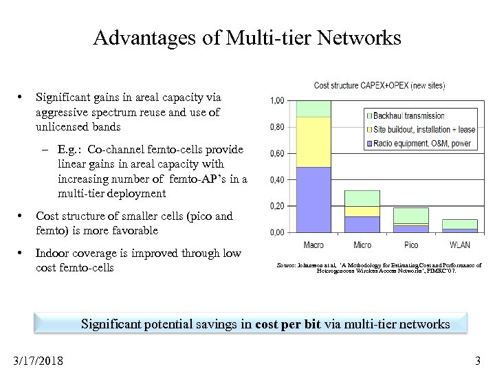 Advantages of Multi-tier Networks • Significant gains in areal capacity via aggressive spectrum reuse