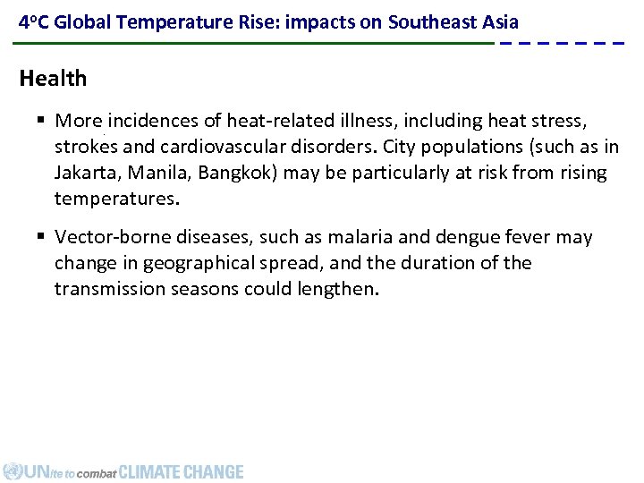 4 o. C Global Temperature Rise: impacts on Southeast Asia Health § More. incidences