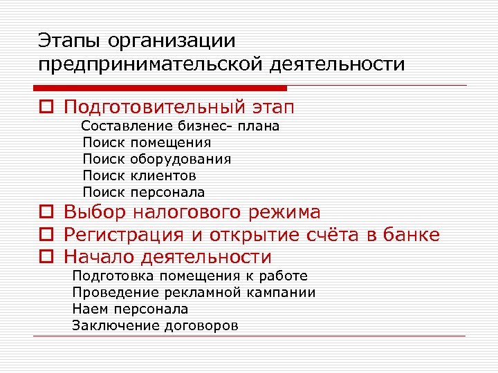 Учебный план организация предпринимательской деятельности