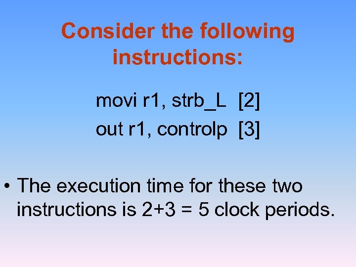 Consider the following instructions: movi r 1, strb_L [2] out r 1, controlp [3]