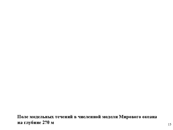 Поле модельных течений в численной модели Мирового океана на глубине 270 м 15 