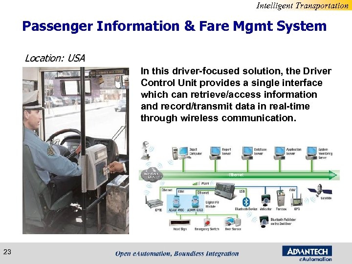 Intelligent Transportation Passenger Information & Fare Mgmt System Location: USA In this driver-focused solution,