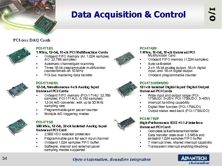 I/O Data Acquisition & Control PCI-bus DAQ Cards PCI-1712/L 1 MS/s, 12 -bit, 16