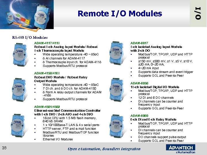 RS-485 I/O Modules ADAM-4117/4118 Robust 8 -ch Analog Input Module/ Robust 8 -ch Thermocouple