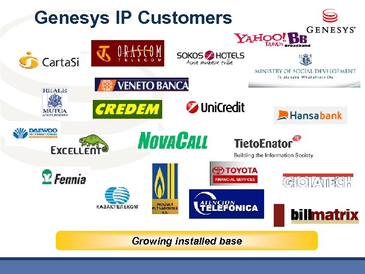 Genesys IP Customers Growing installed base 