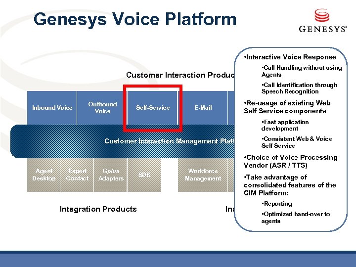 Genesys Voice Platform • Interactive Voice Response • Call Handling without using Agents Customer