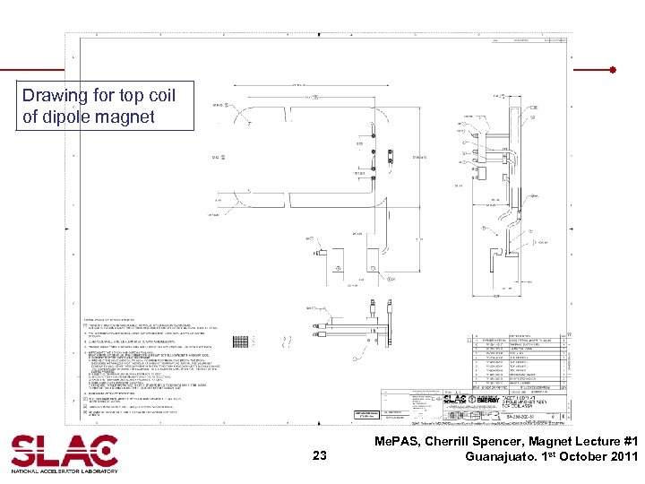 Drawing for top coil of dipole magnet 23 Me. PAS, Cherrill Spencer, Magnet Lecture