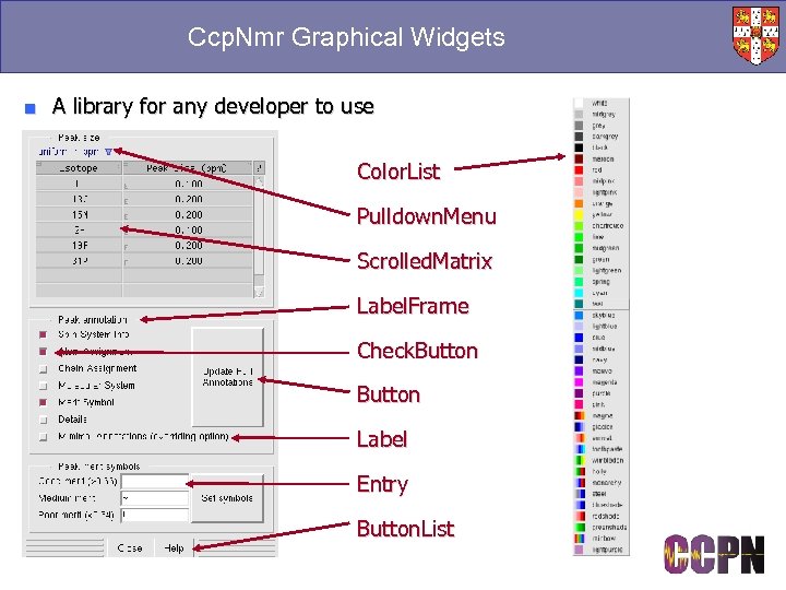 Ccp. Nmr Graphical Widgets ■ A library for any developer to use Color. List