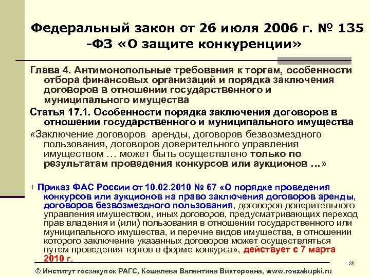 Закон 135 фз о защите