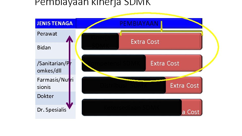 Pembiayaan kinerja SDMK PEMBIAYAAN JENIS TENAGA Perawat Bidan /Sanitarian/Pr omkes/dll Farmasis/Nutri sionis Dokter Dr.
