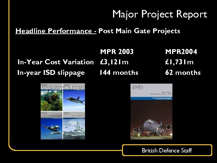 Major Project Report Headline Performance - Post Main Gate Projects MPR 2003 In-Year Cost