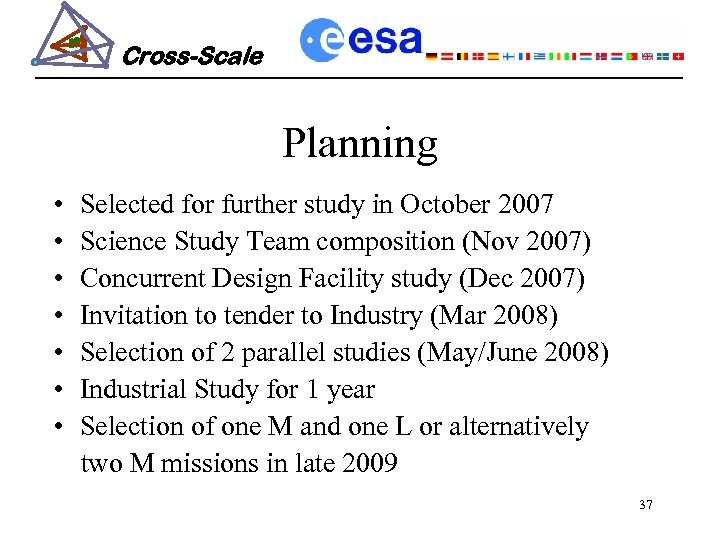 Cross-Scale Planning • • Selected for further study in October 2007 Science Study Team