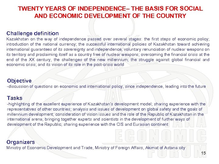 TWENTY YEARS OF INDEPENDENCE– THE BASIS FOR SOCIAL AND ECONOMIC DEVELOPMENT OF THE COUNTRY