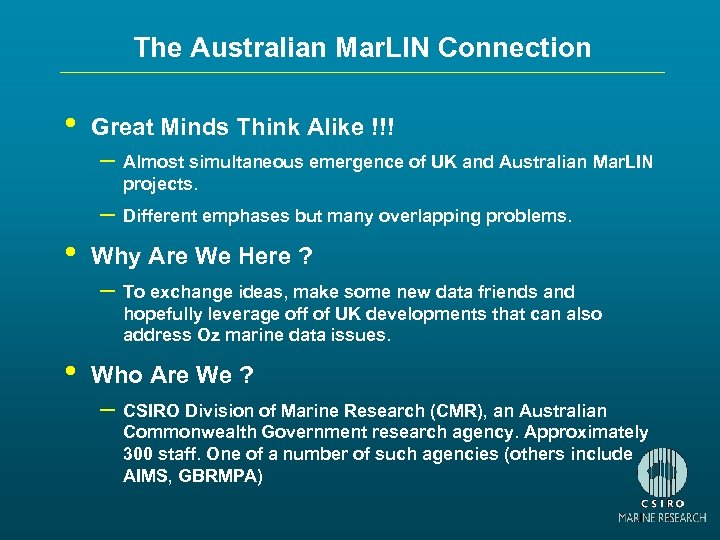 The Australian Mar. LIN Connection • Great Minds Think Alike !!! – Almost simultaneous