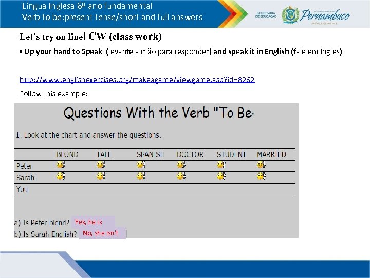Língua Inglesa 6º ano fundamental Verb to be: present tense/short and full answers Let’s