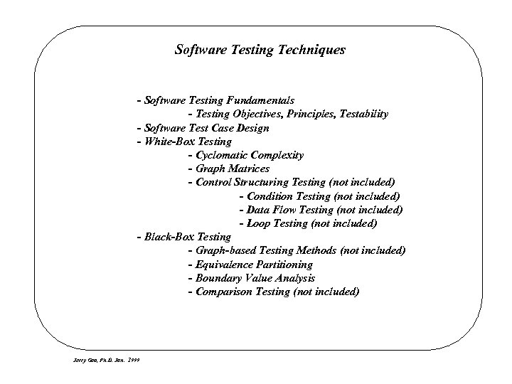 Software Testing Techniques - Software Testing Fundamentals - Testing Objectives, Principles, Testability - Software