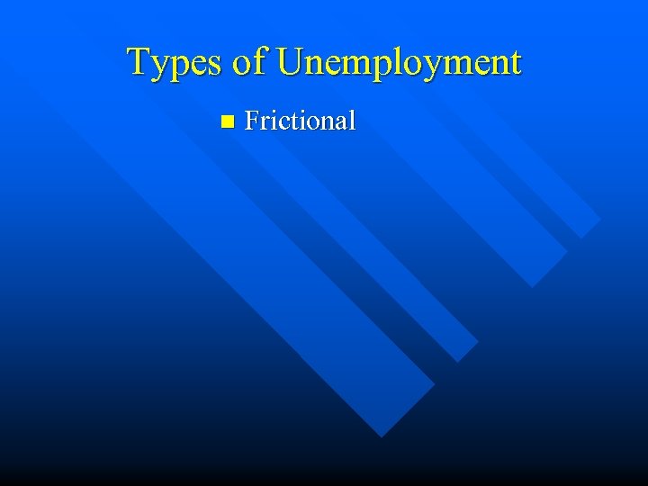 Types of Unemployment n Frictional 