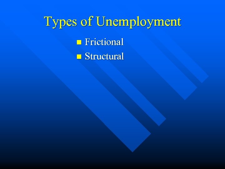 Types of Unemployment Frictional n Structural n 