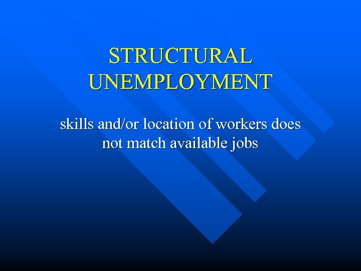 STRUCTURAL UNEMPLOYMENT skills and/or location of workers does not match available jobs 