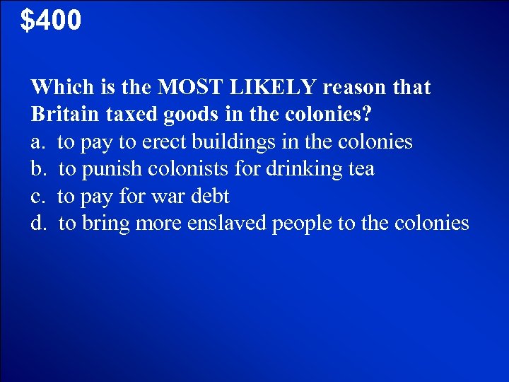 © Mark E. Damon - All Rights Reserved $400 Which is the MOST LIKELY