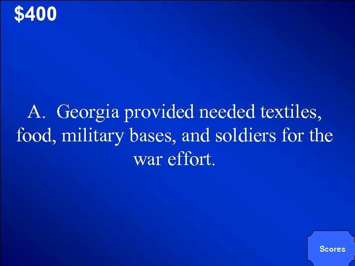 © Mark E. Damon - All Rights Reserved $400 A. Georgia provided needed textiles,