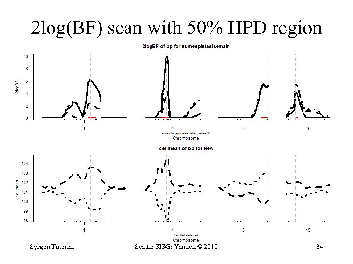 2 log(BF) scan with 50% HPD region Sysgen Tutorial Seattle SISG: Yandell © 2010